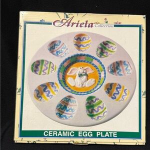 Easter egg plate hilarious bunny and brightly painted design